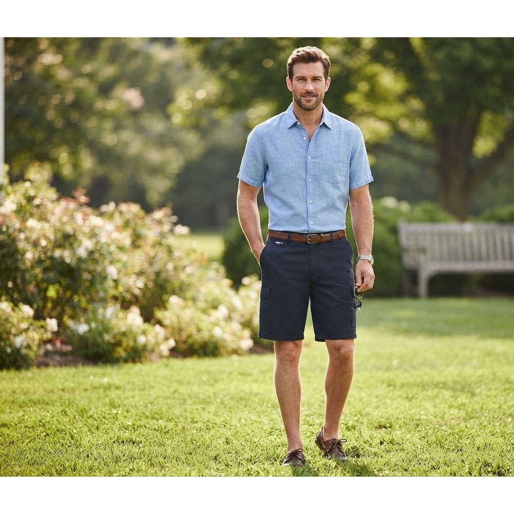 Chaps Golf 78 Mens Navy Blue Performance Cargo Shorts Size 42 Stretch Activewear